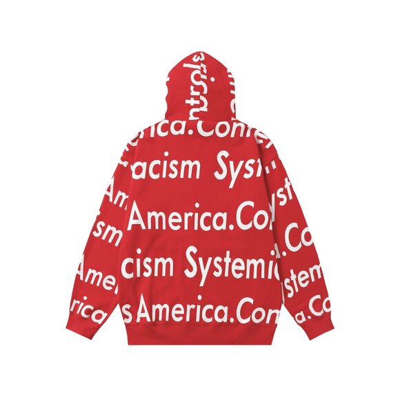 Red lettering Denim Tears zip-up hooded jacket - Picture 2 of 8